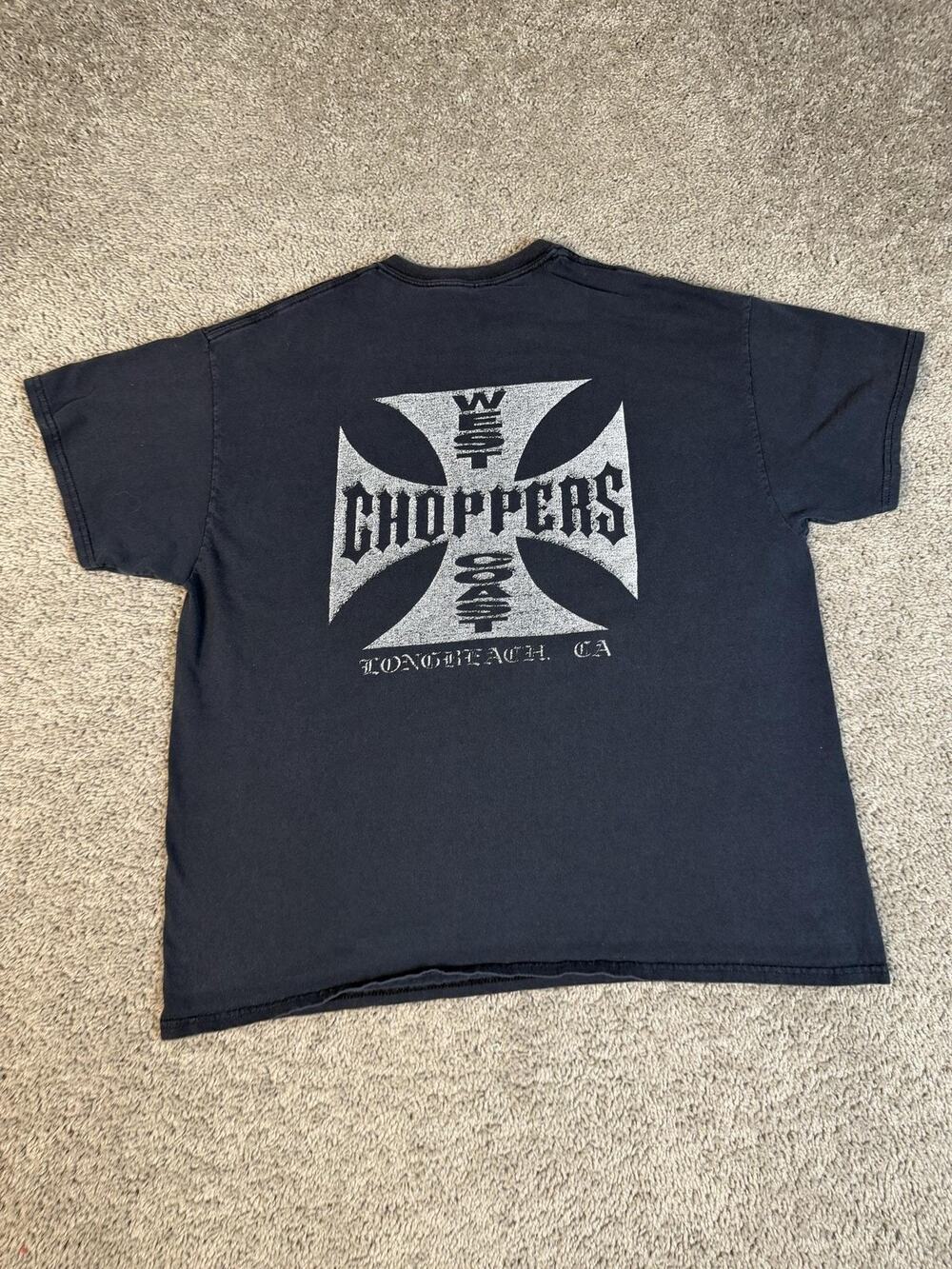 West Coast Choppers Shirt Mens XL Black Graphic Crew Neck Heavyweight Cotton